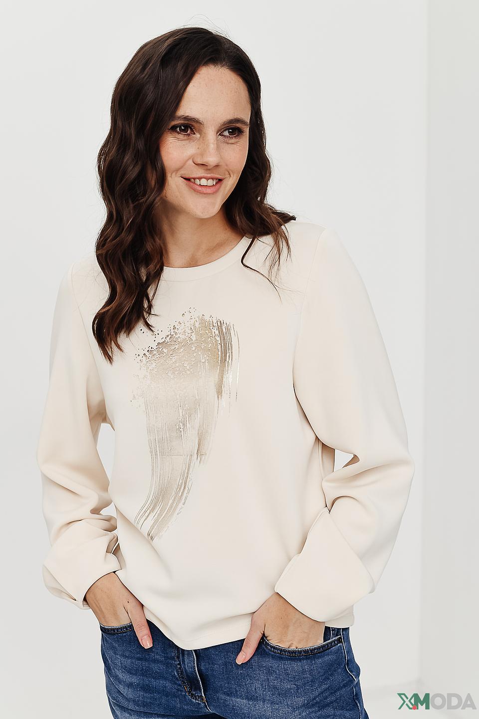 Пуловер Taifun с принтом бежевый