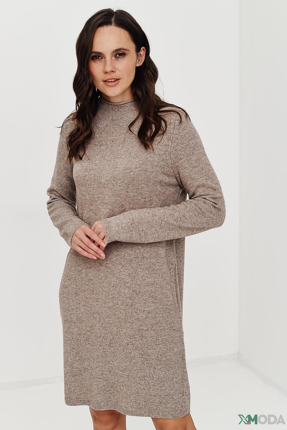 Платье Oui вязаное бежевое