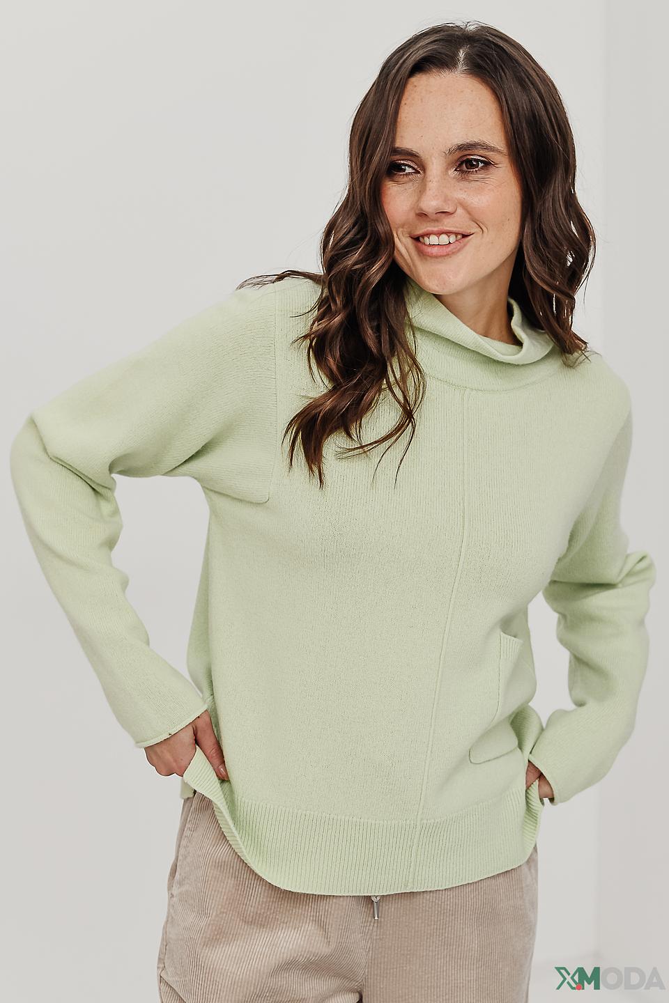 Пуловер Oui мятный с карманом