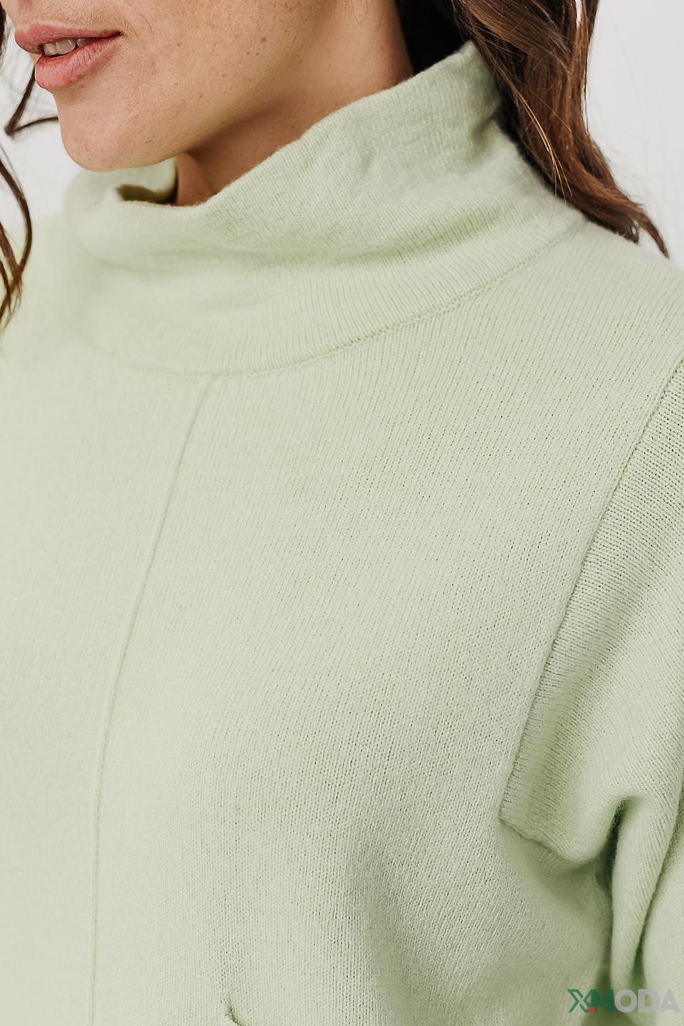 Пуловер Oui мятный с карманом