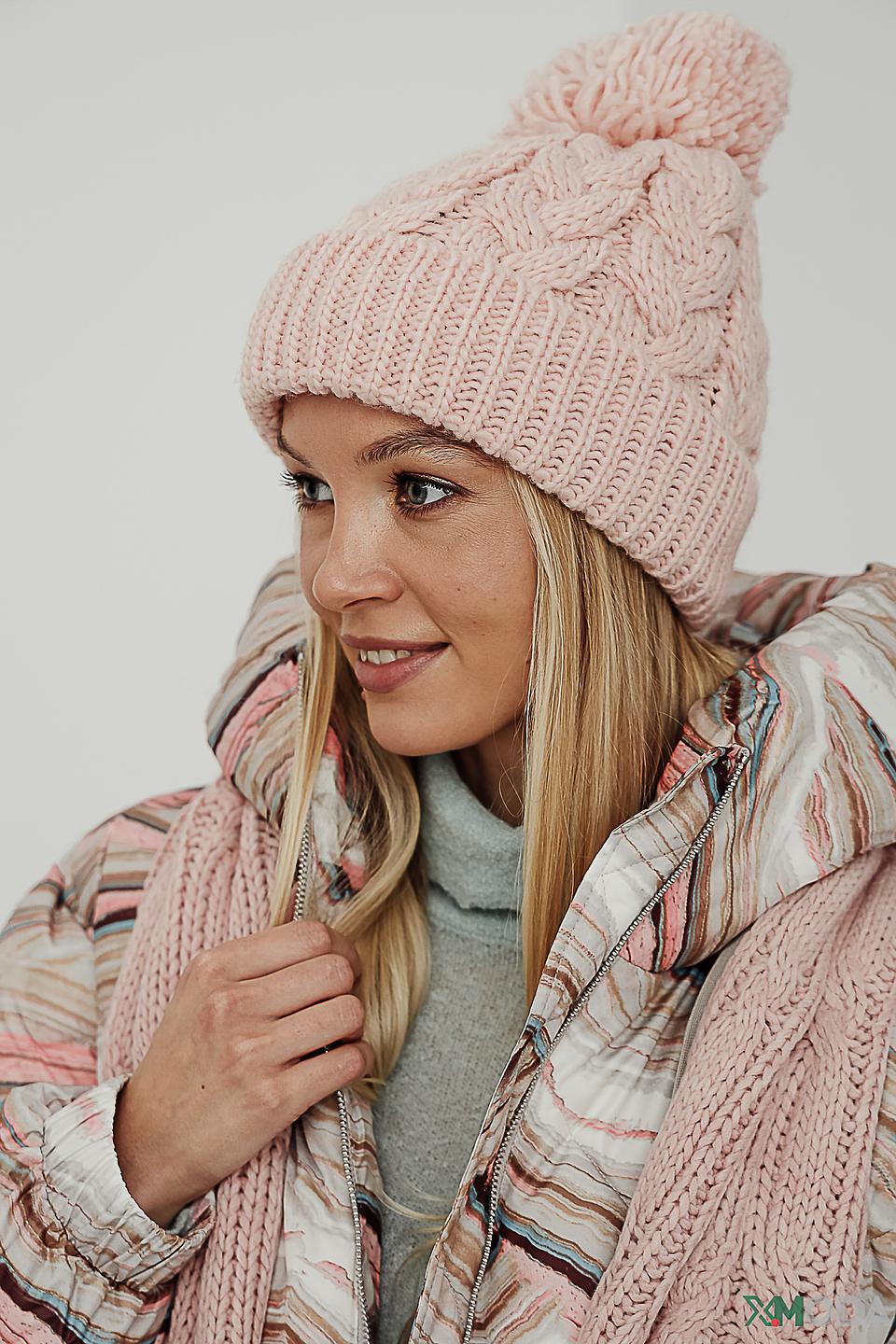 Шапка Seeberger с помпоном розовый