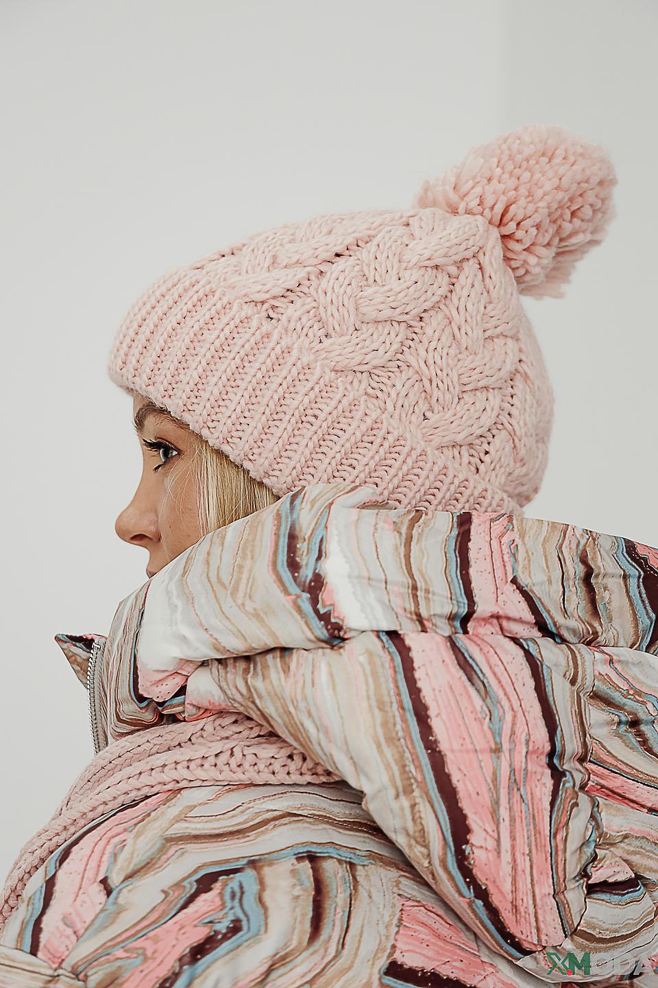 Шапка Seeberger с помпоном розовый