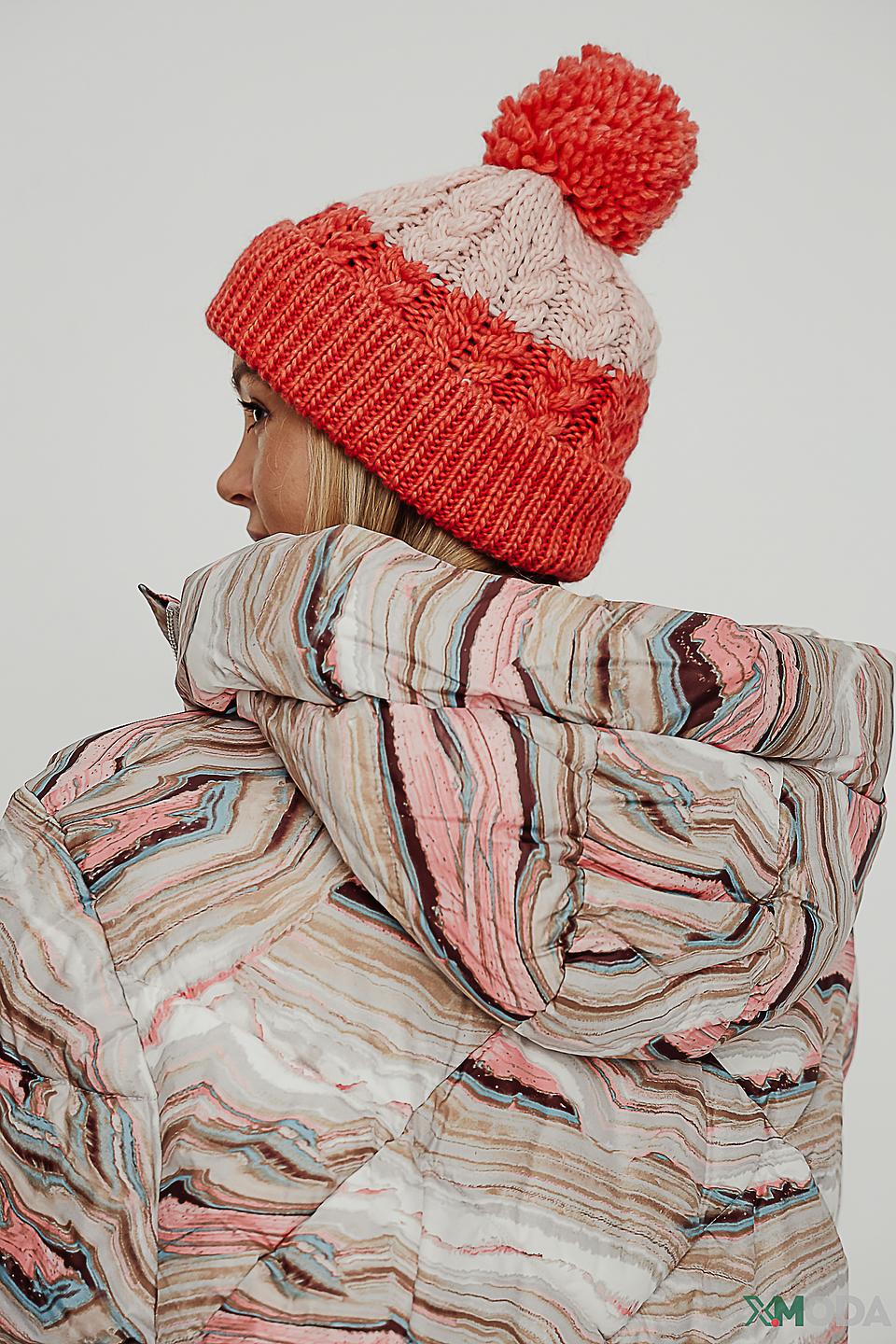 Шапка Seeberger с помпоном коралловая