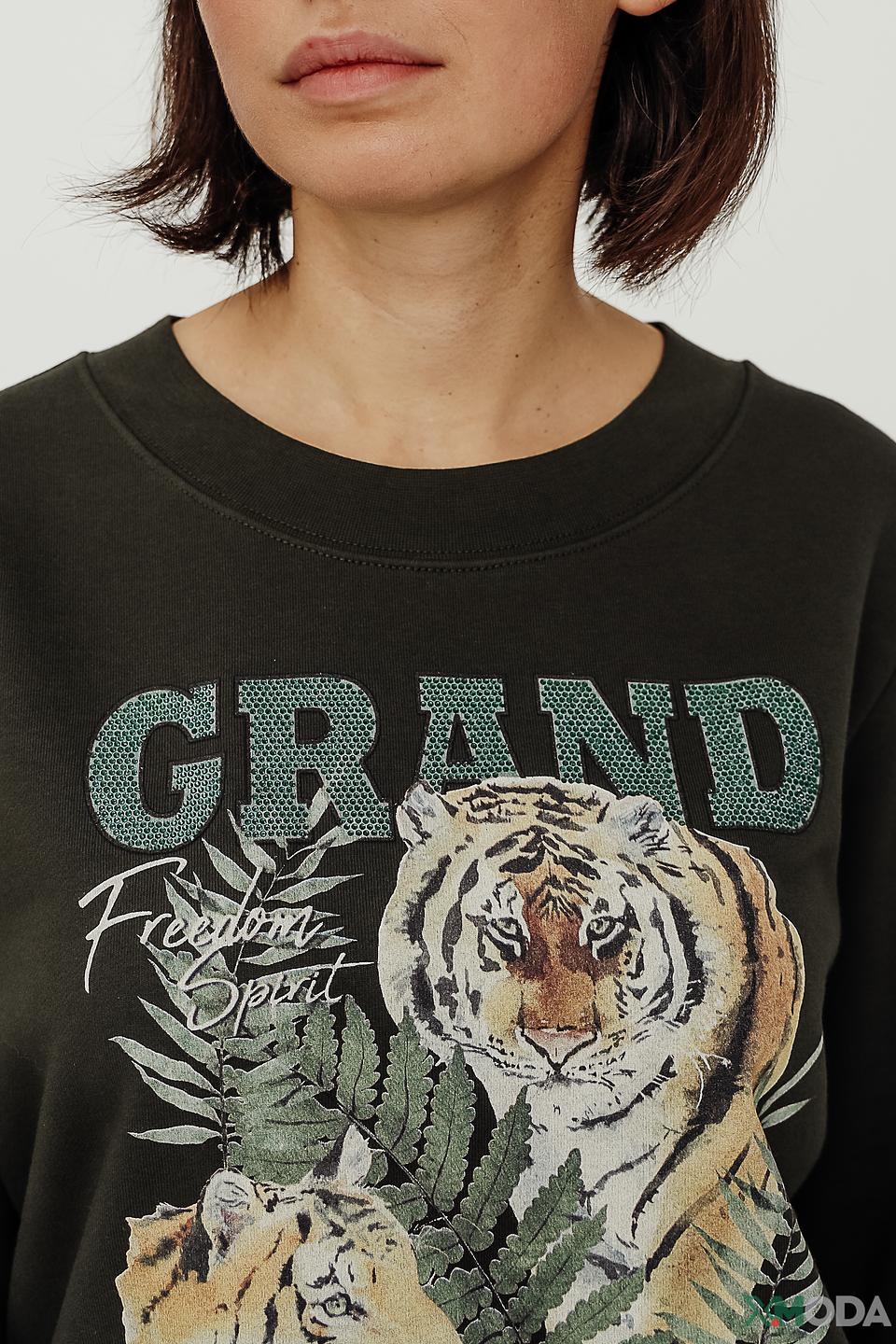 Толстовка Margittes с тигром хаки