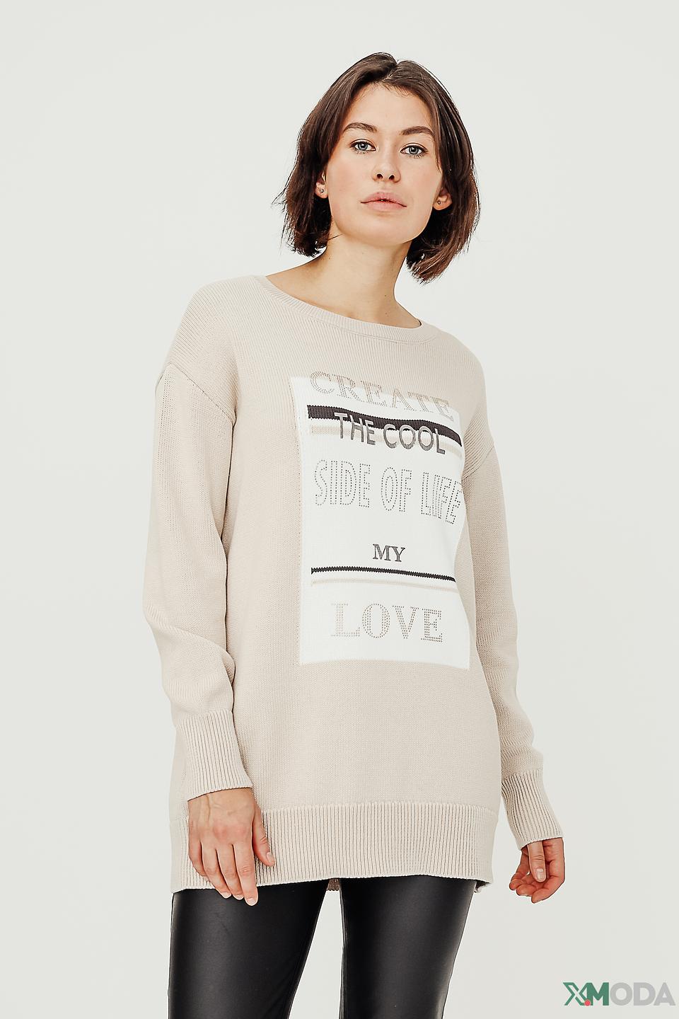 Пуловер Monari с принтом бежевый