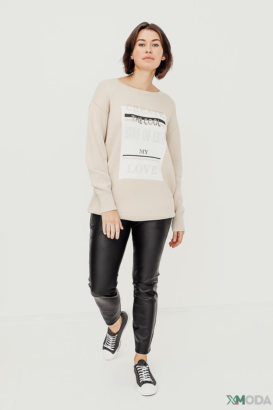 Пуловер Monari с принтом бежевый