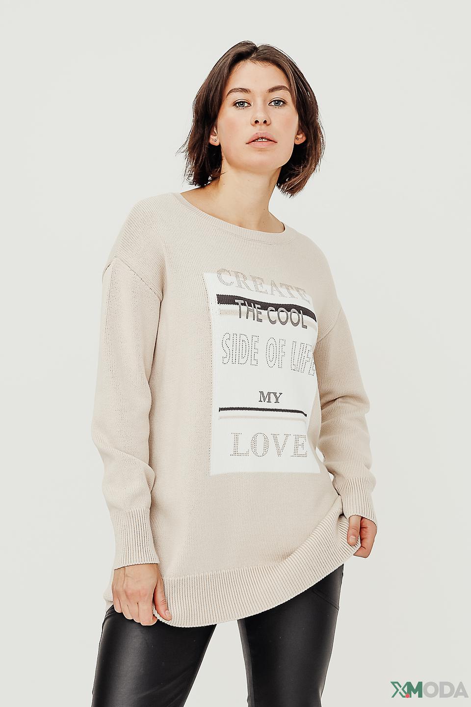 Пуловер Monari с принтом бежевый