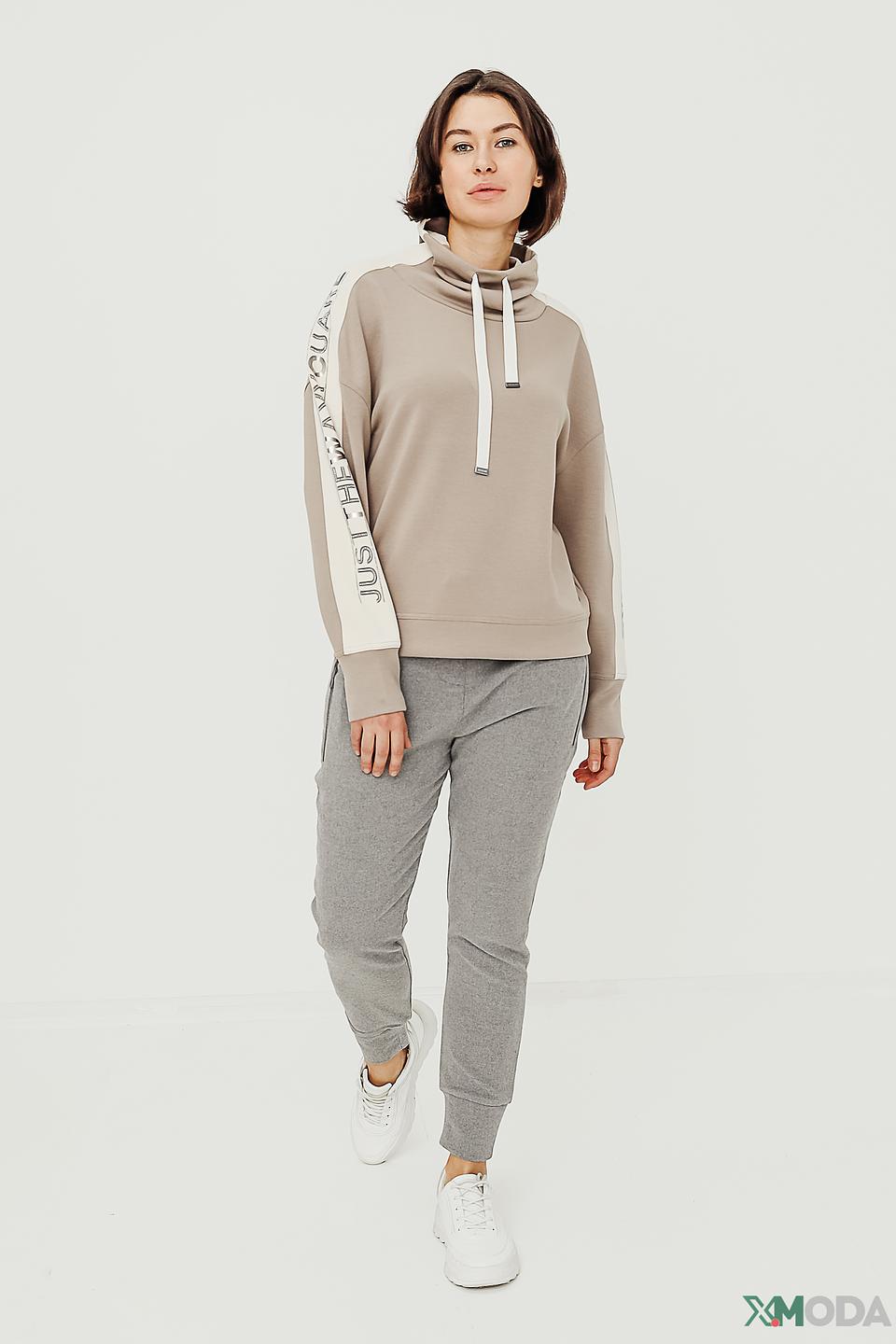 Пуловер Monari с надписью бежевый