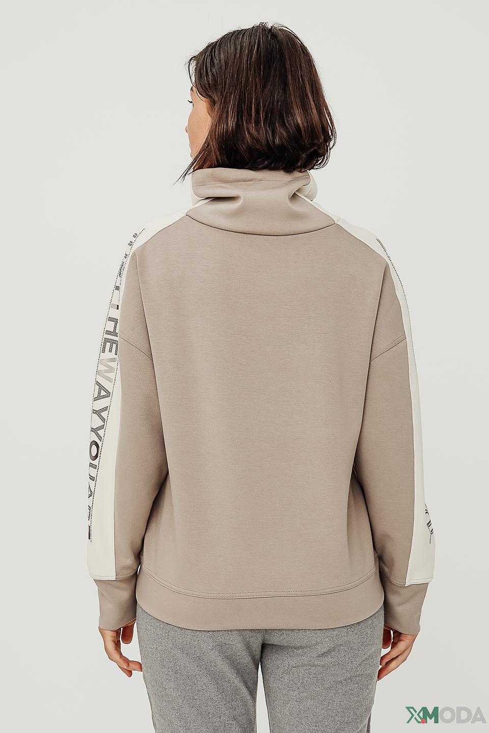 Пуловер Monari с надписью бежевый