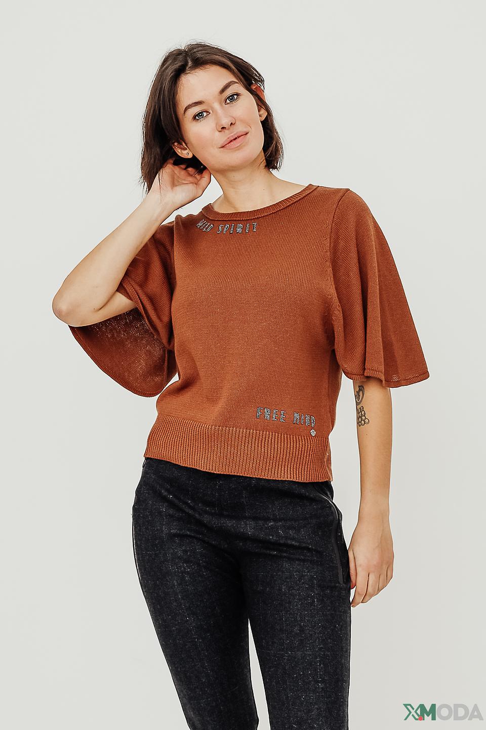 Пуловер Monari с вышивкой терракотовый