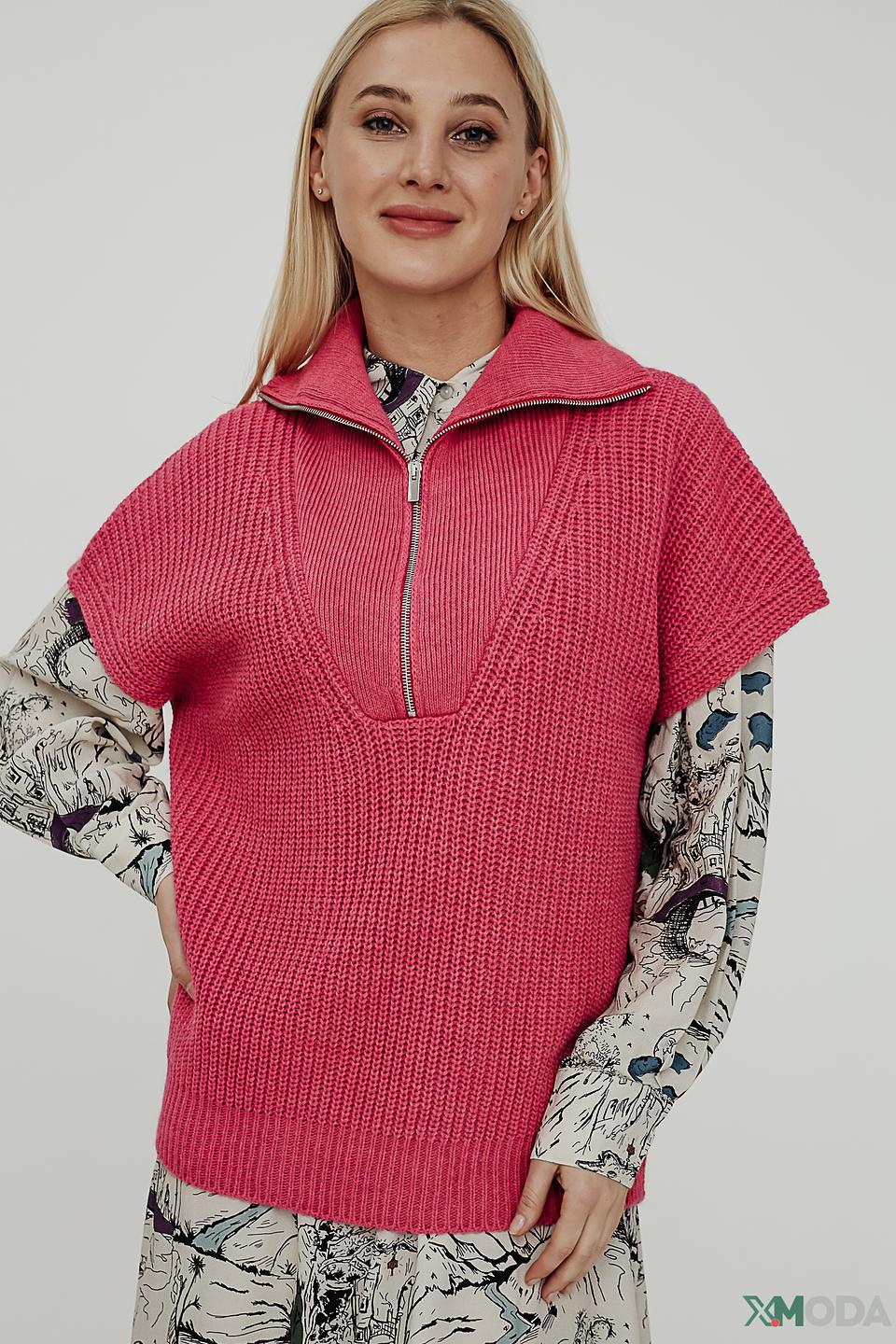 Жилет UNQ вязаный малиновый