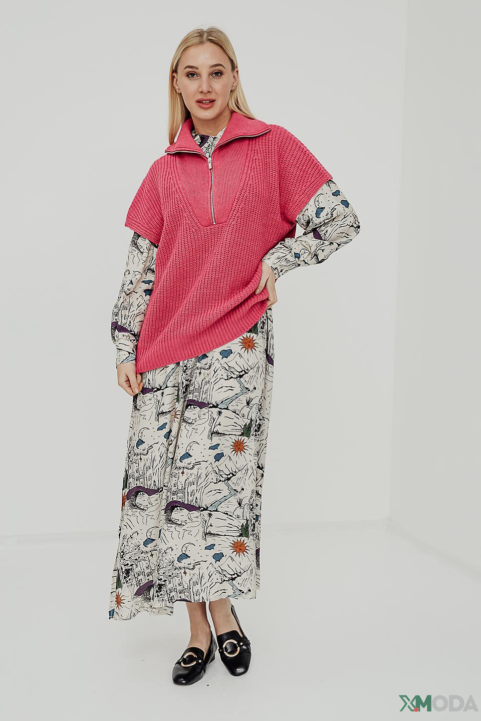 Жилет UNQ вязаный малиновый