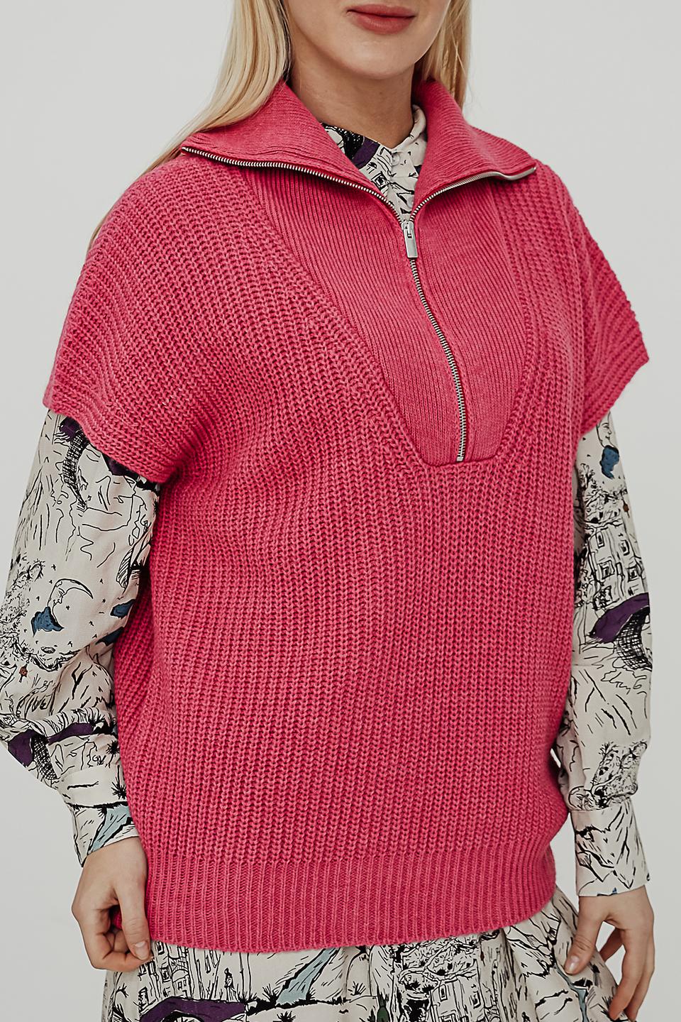 Жилет UNQ вязаный малиновый