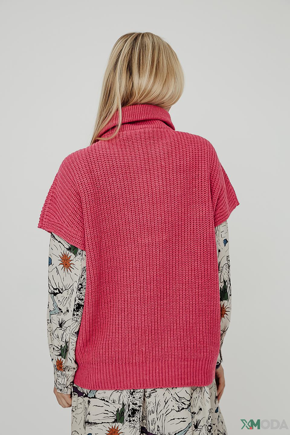 Жилет UNQ вязаный малиновый