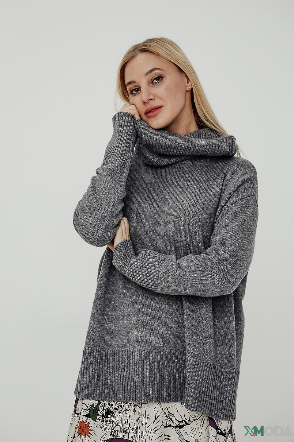 Пуловер Gerry Weber с воротником-хомутом серый