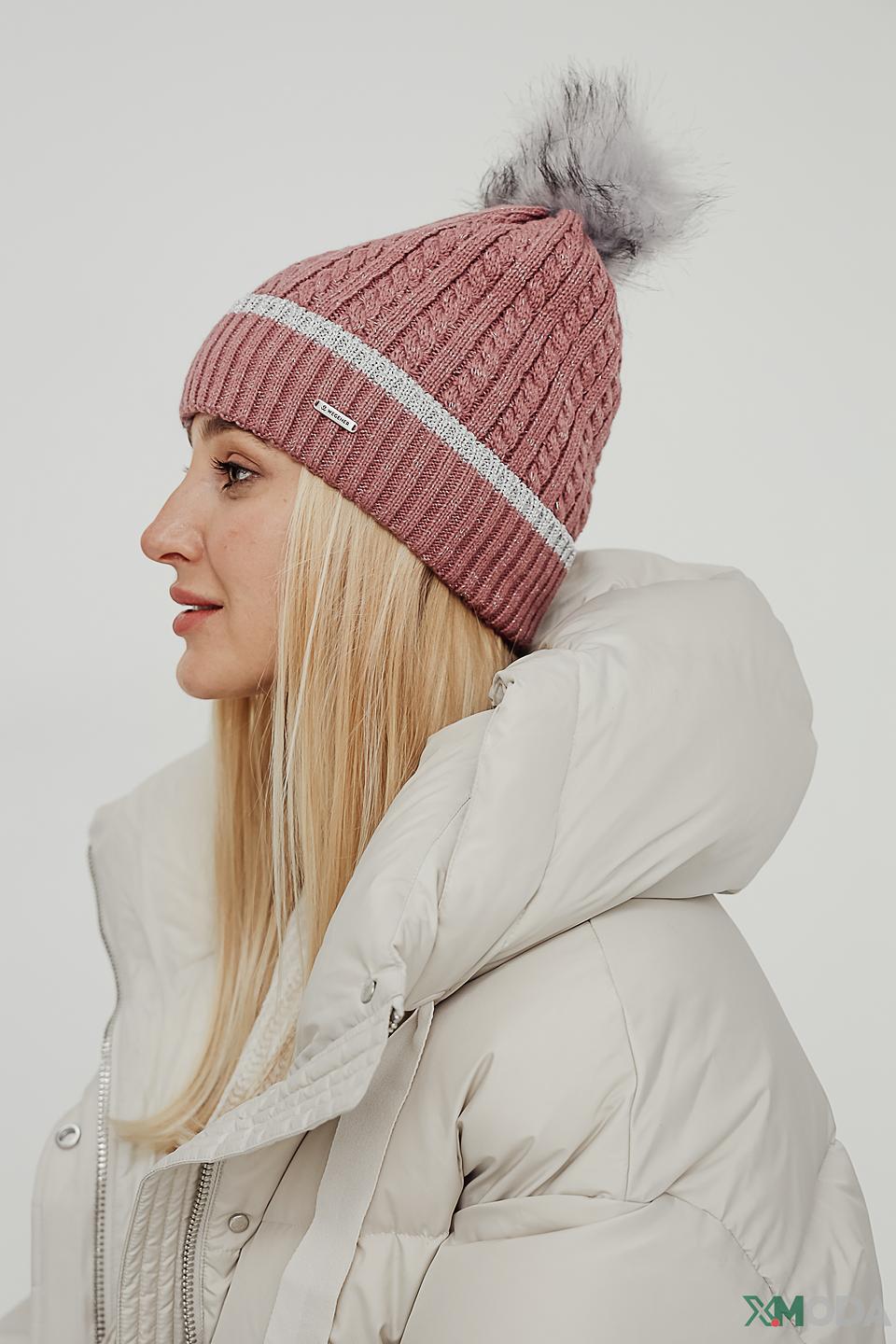 Шапка Wegener с помпоном розовая