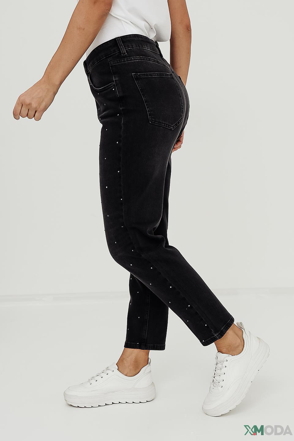 Джинсы Oui с жемчугом чёрные