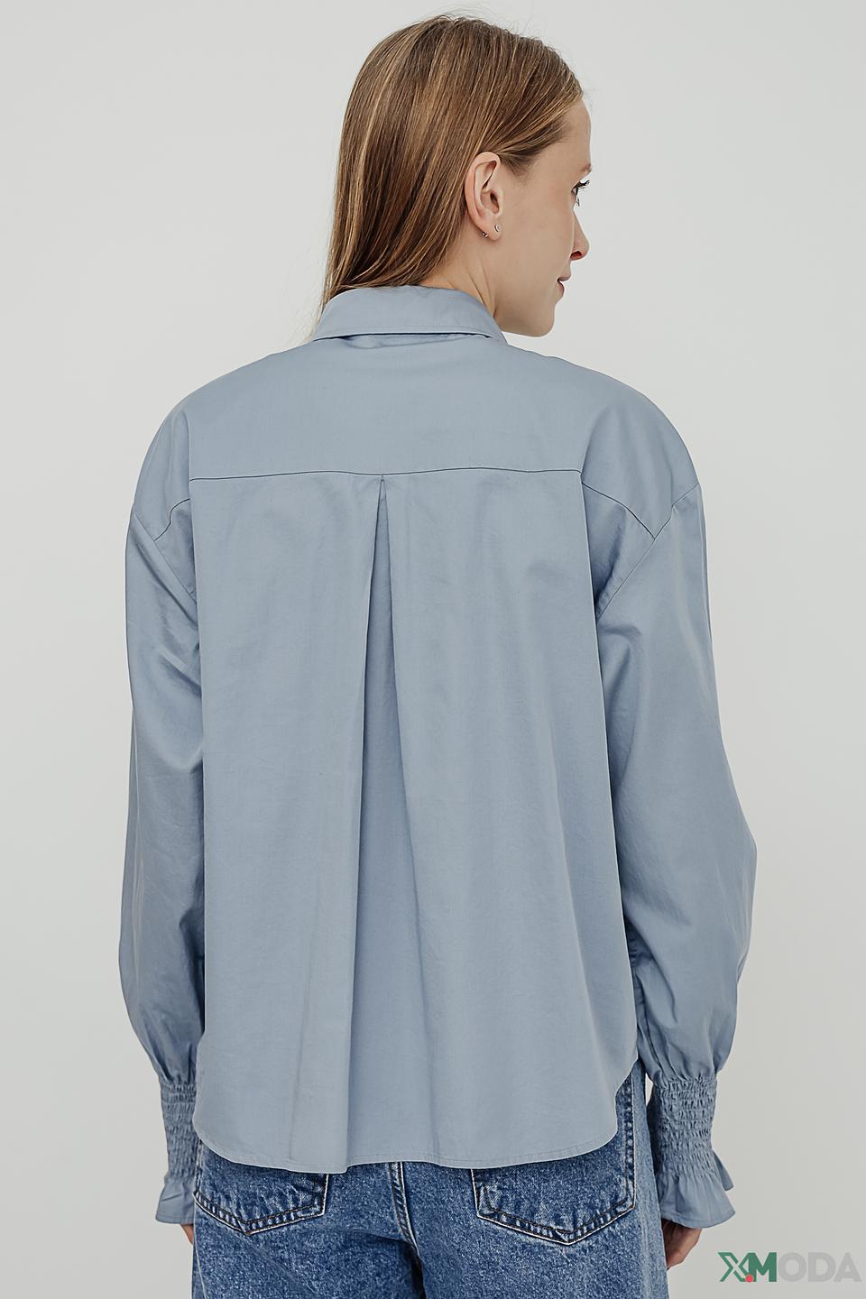 Рубашка Marc Aurel с вышивкой голубая