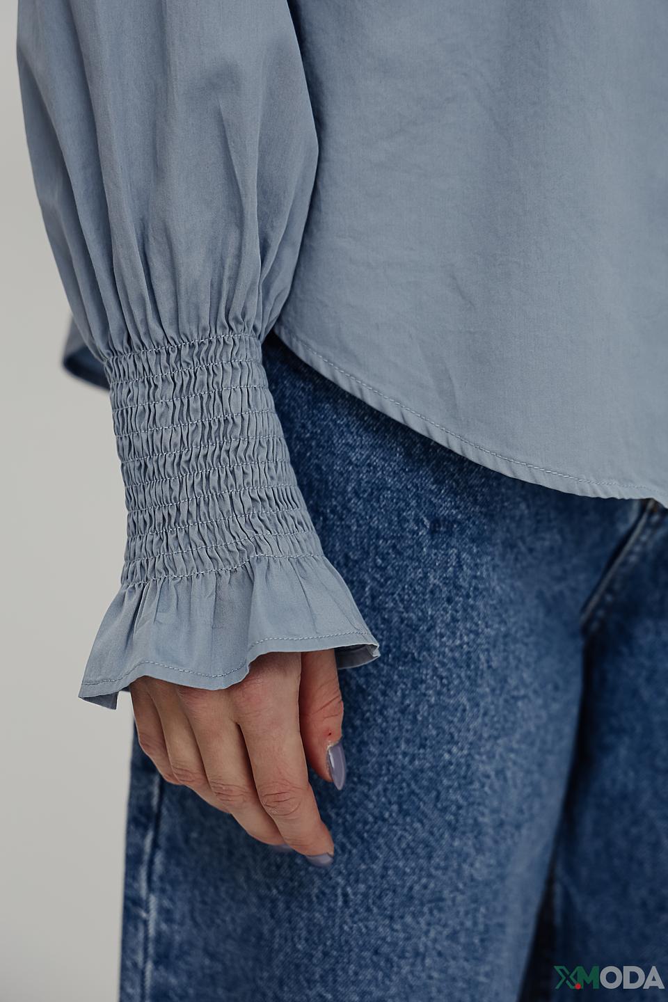 Рубашка Marc Aurel с вышивкой голубая