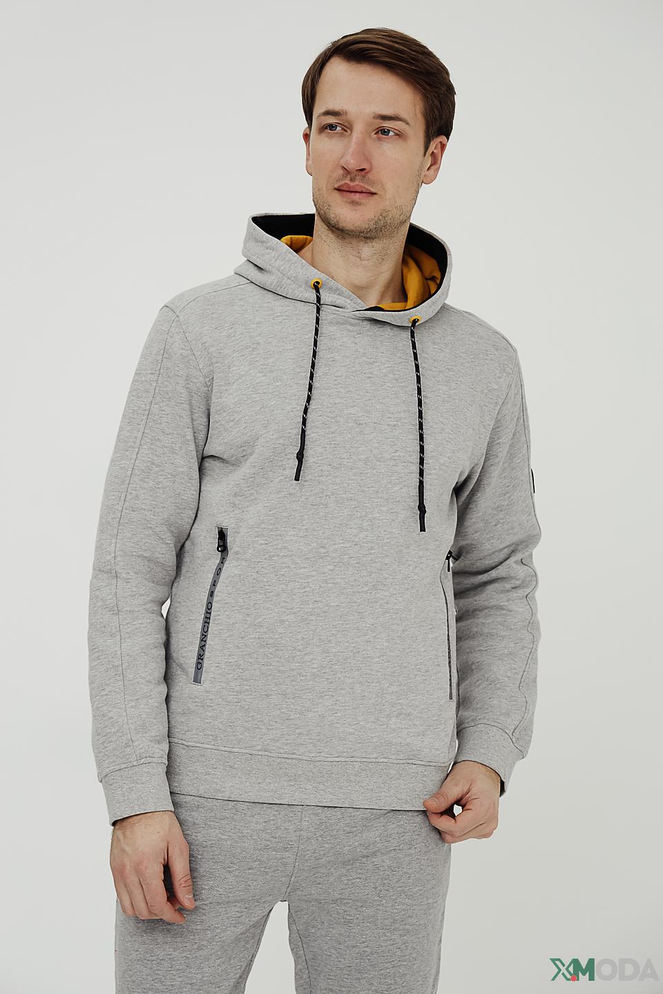 Джемпер Granchio серый с капюшоном