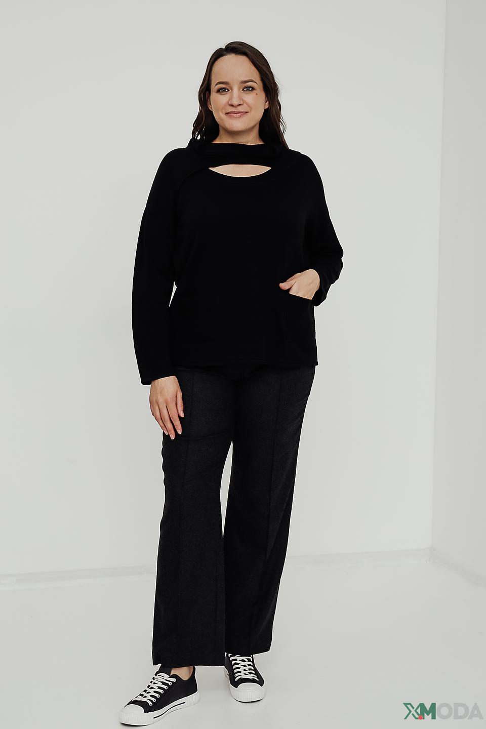 Пуловер Doris Streich с вырезом чёрный