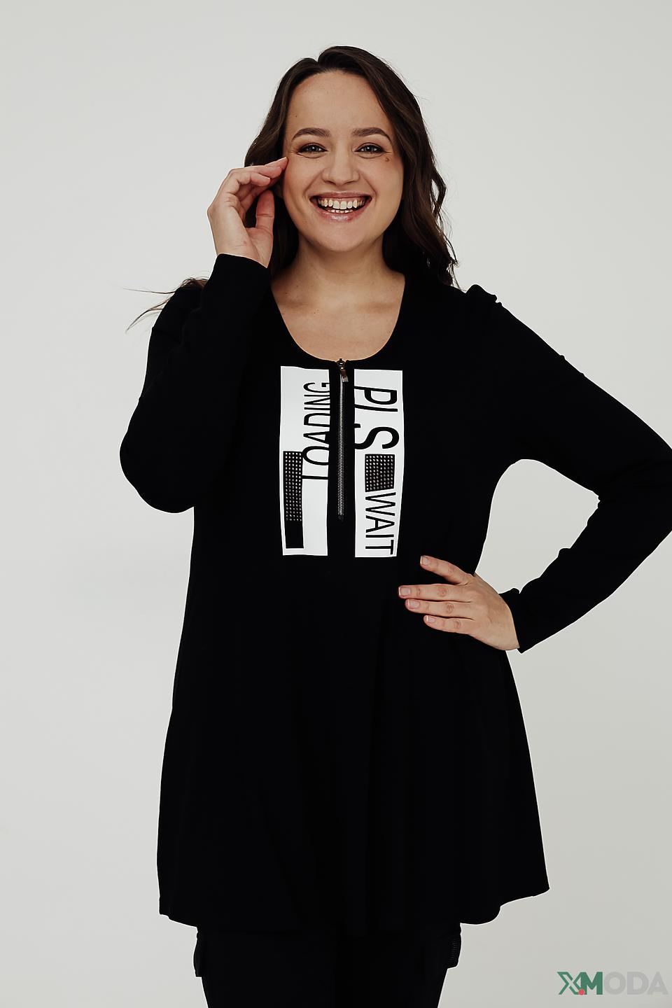 Блуза Doris Streich с принтом чёрная