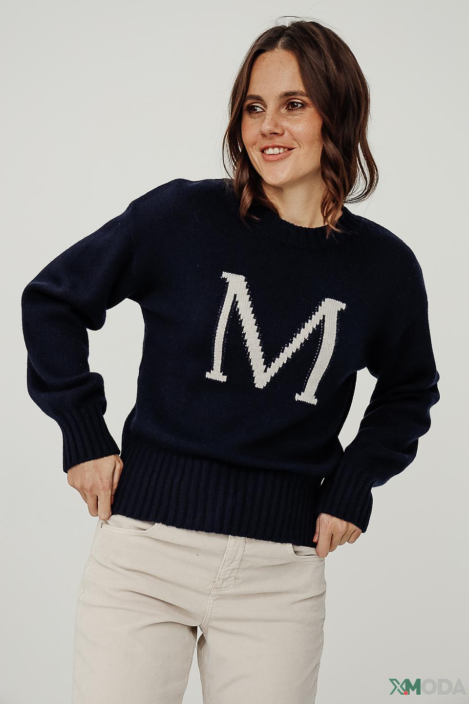 Пуловер Maerz с буквой M тёмно-синий