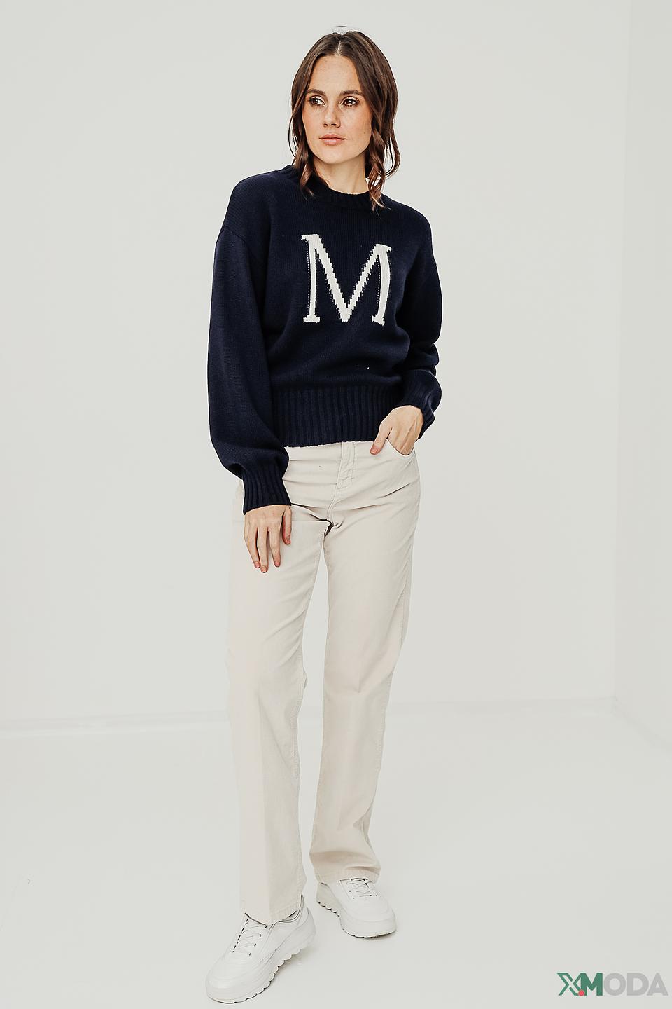 Пуловер Maerz с буквой M тёмно-синий