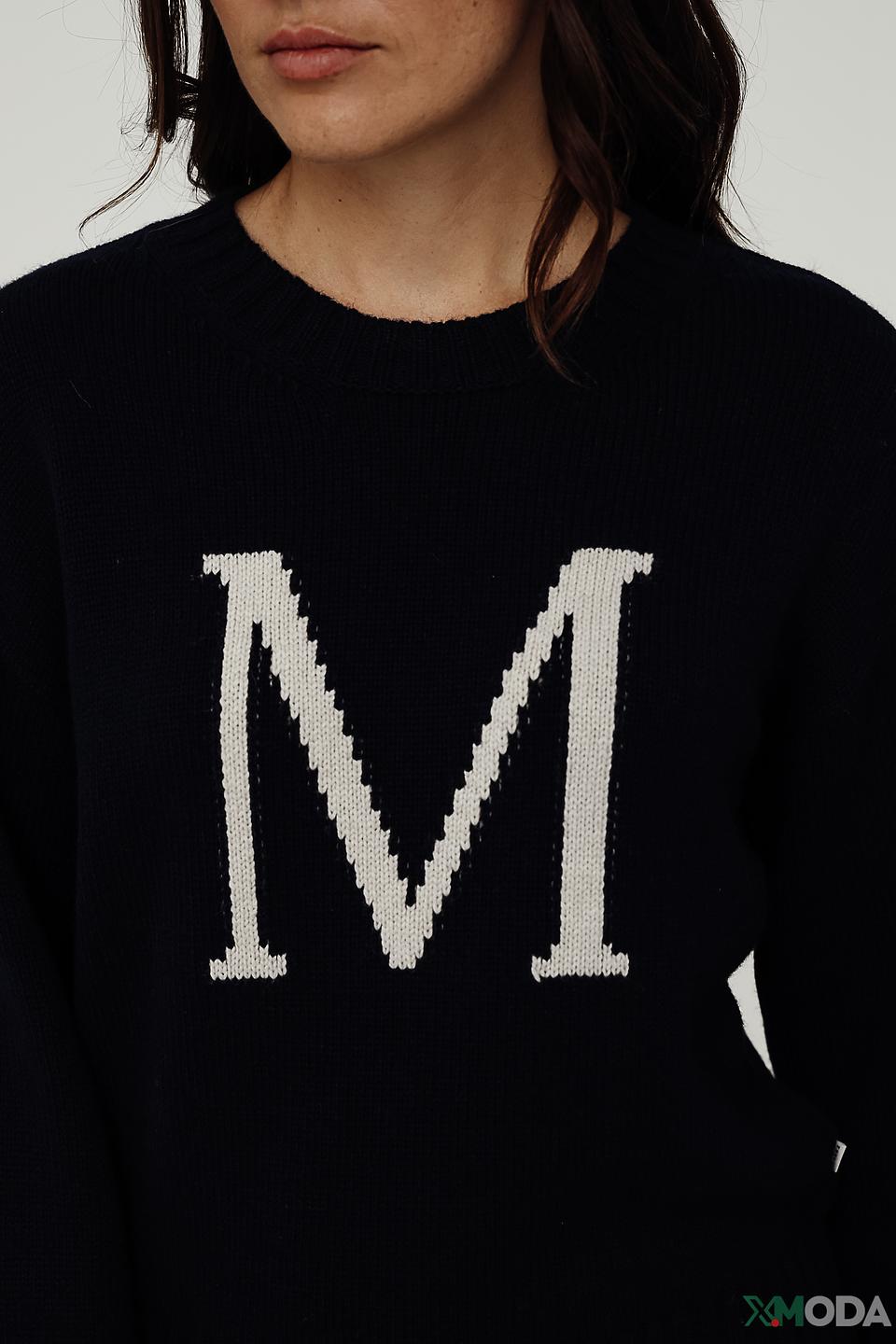 Пуловер Maerz с буквой M тёмно-синий