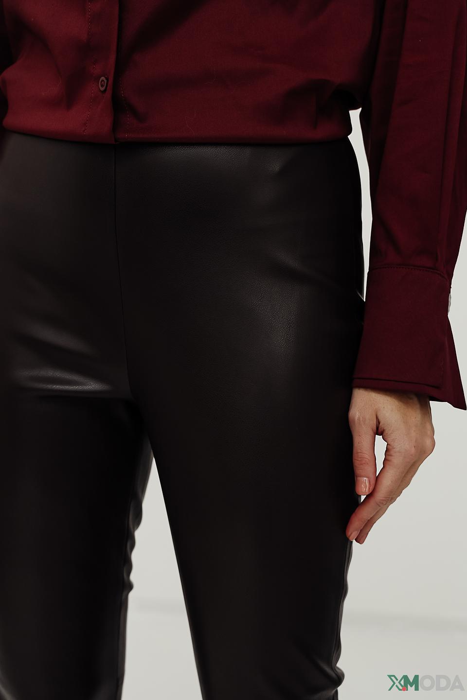 Брюки кожаные Oui коричневые