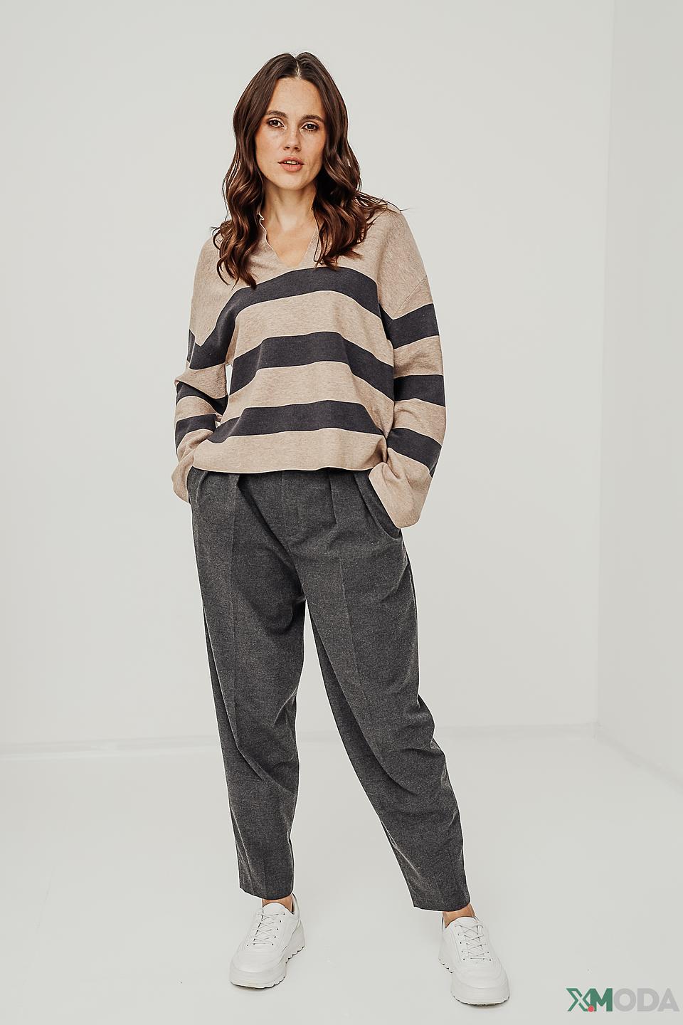 Брюки Oui серые с защипами