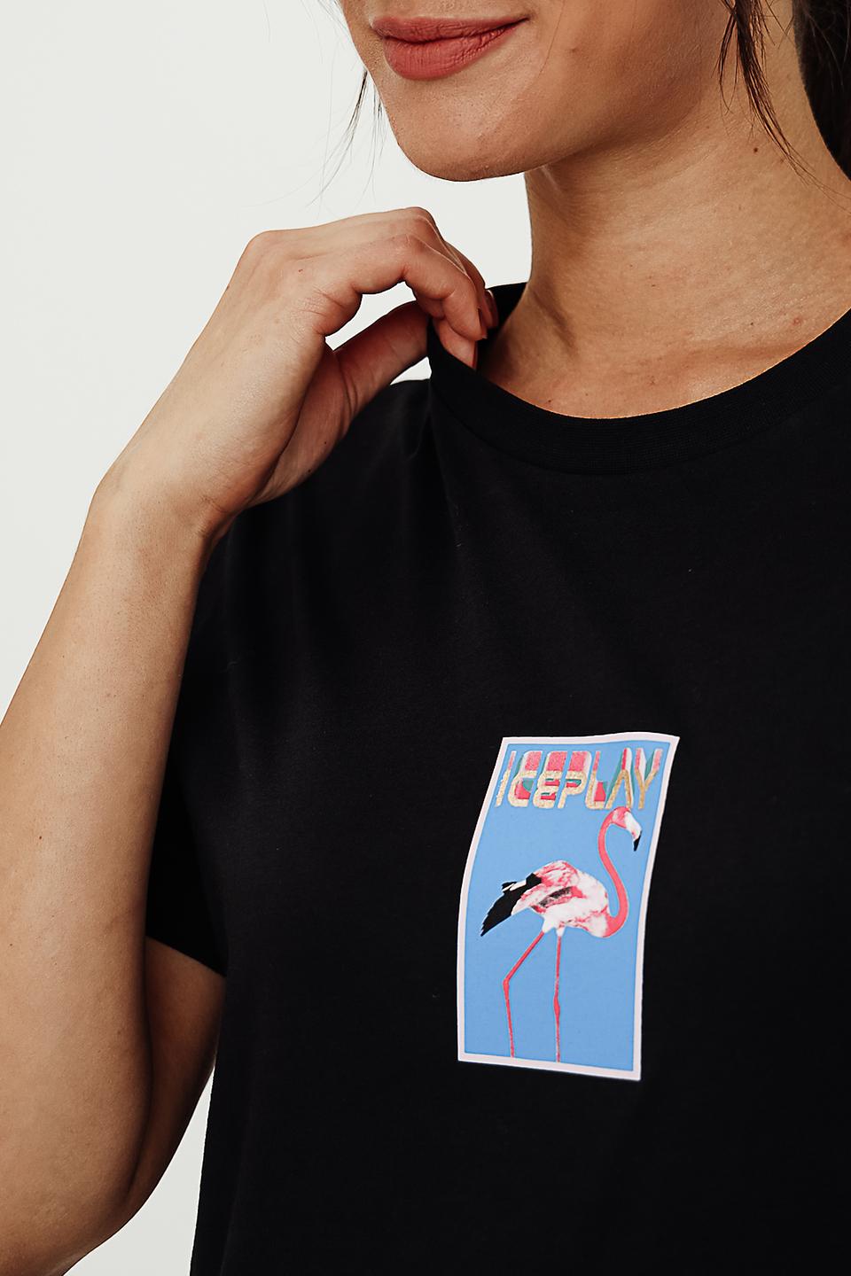 Футболка Ice Play с фламинго чёрная