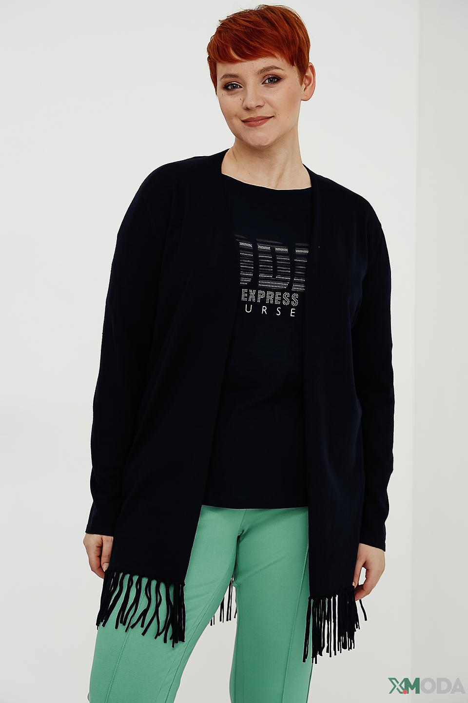 Кардиган Via Appia черный с бахромой