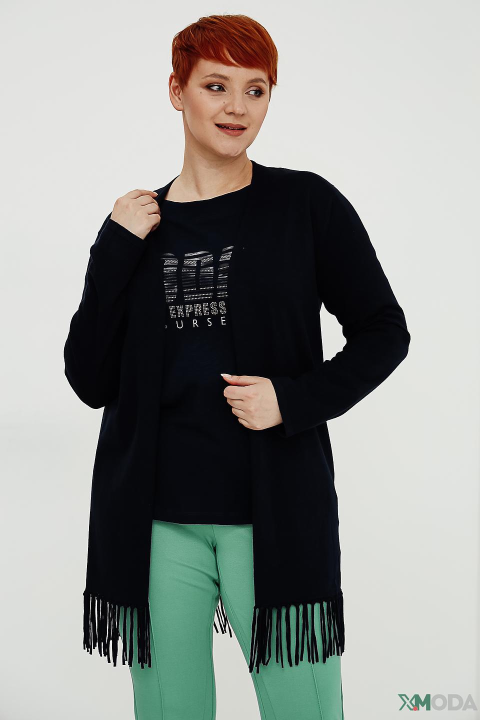 Кардиган Via Appia черный с бахромой