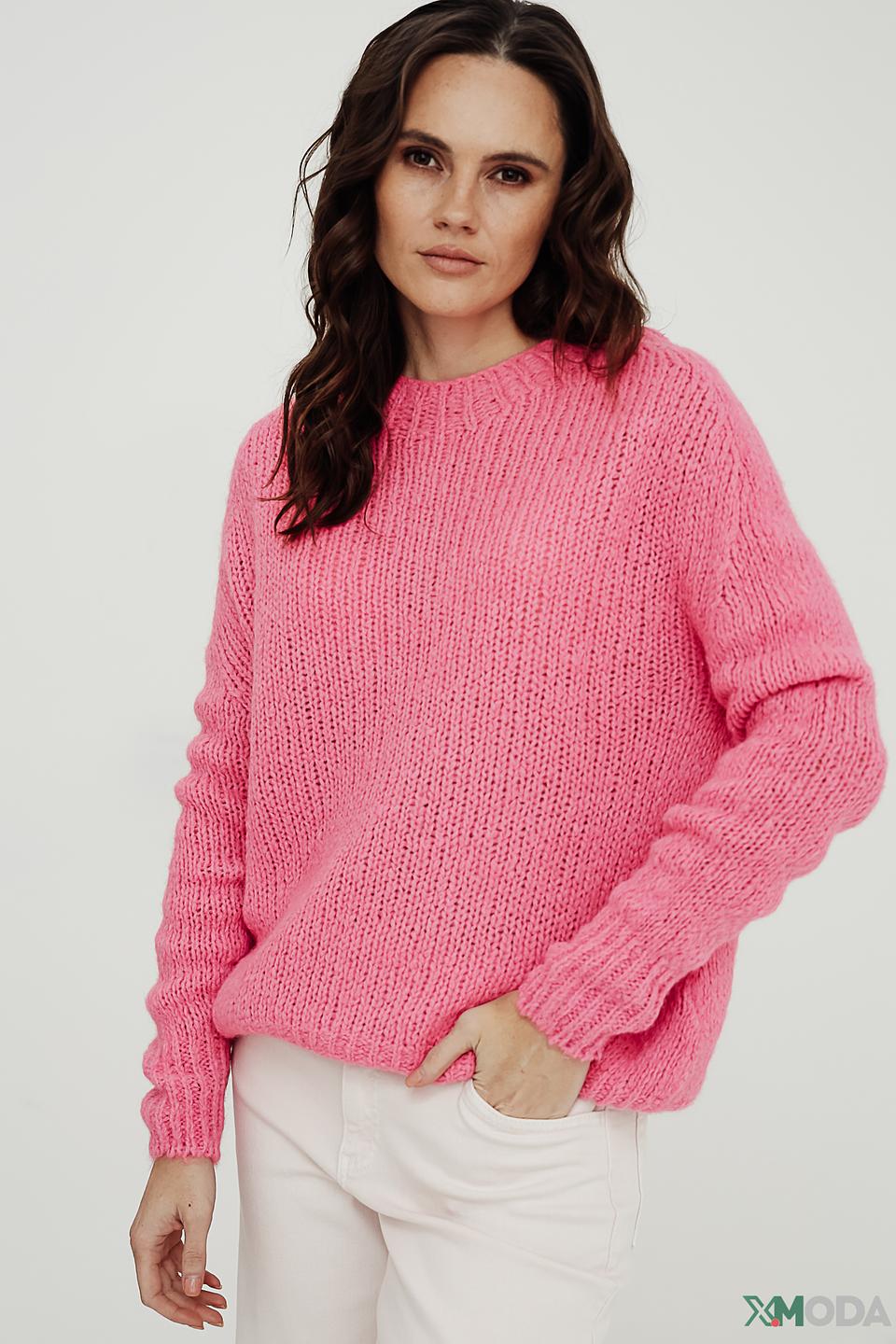 Пуловер Oui вязаный розовый