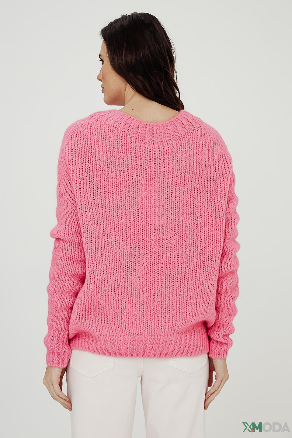 Пуловер Oui вязаный розовый