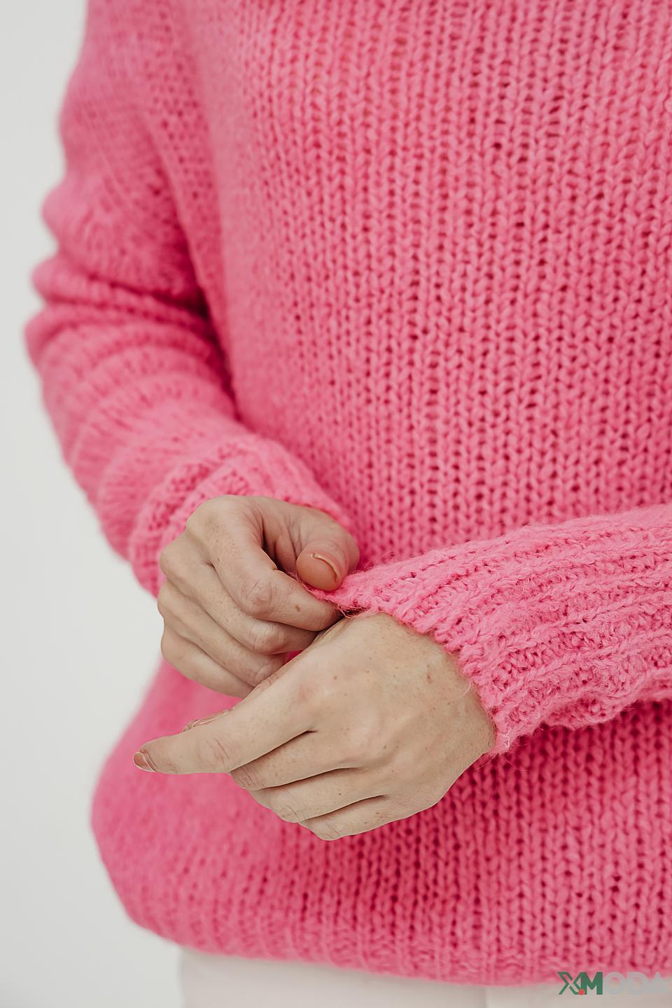 Пуловер Oui вязаный розовый