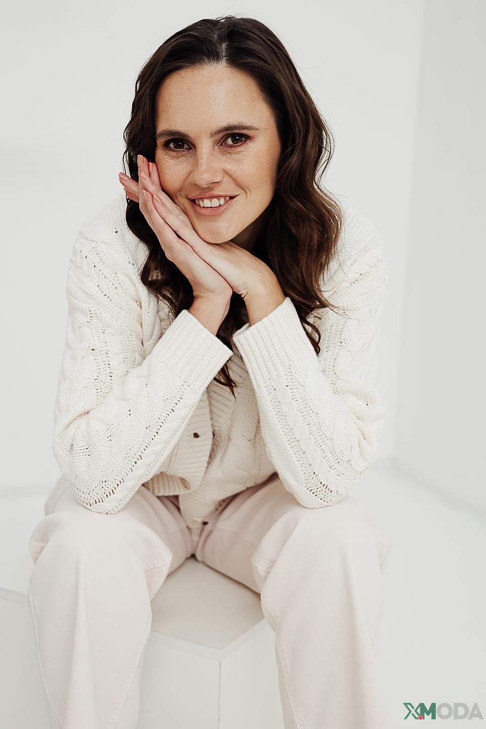 Жакет Oui вязаный молочный