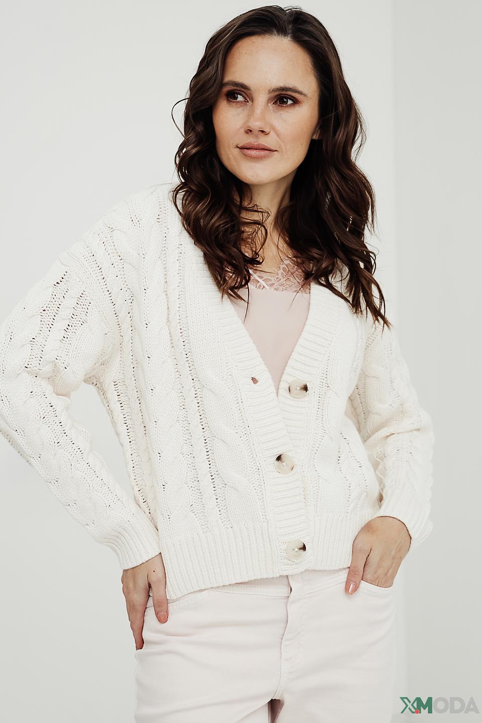 Жакет Oui вязаный молочный