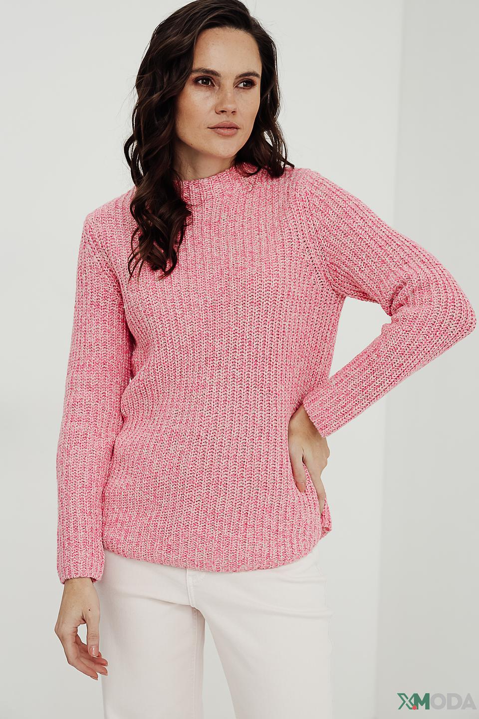 Пуловер Oui вязаный розовый