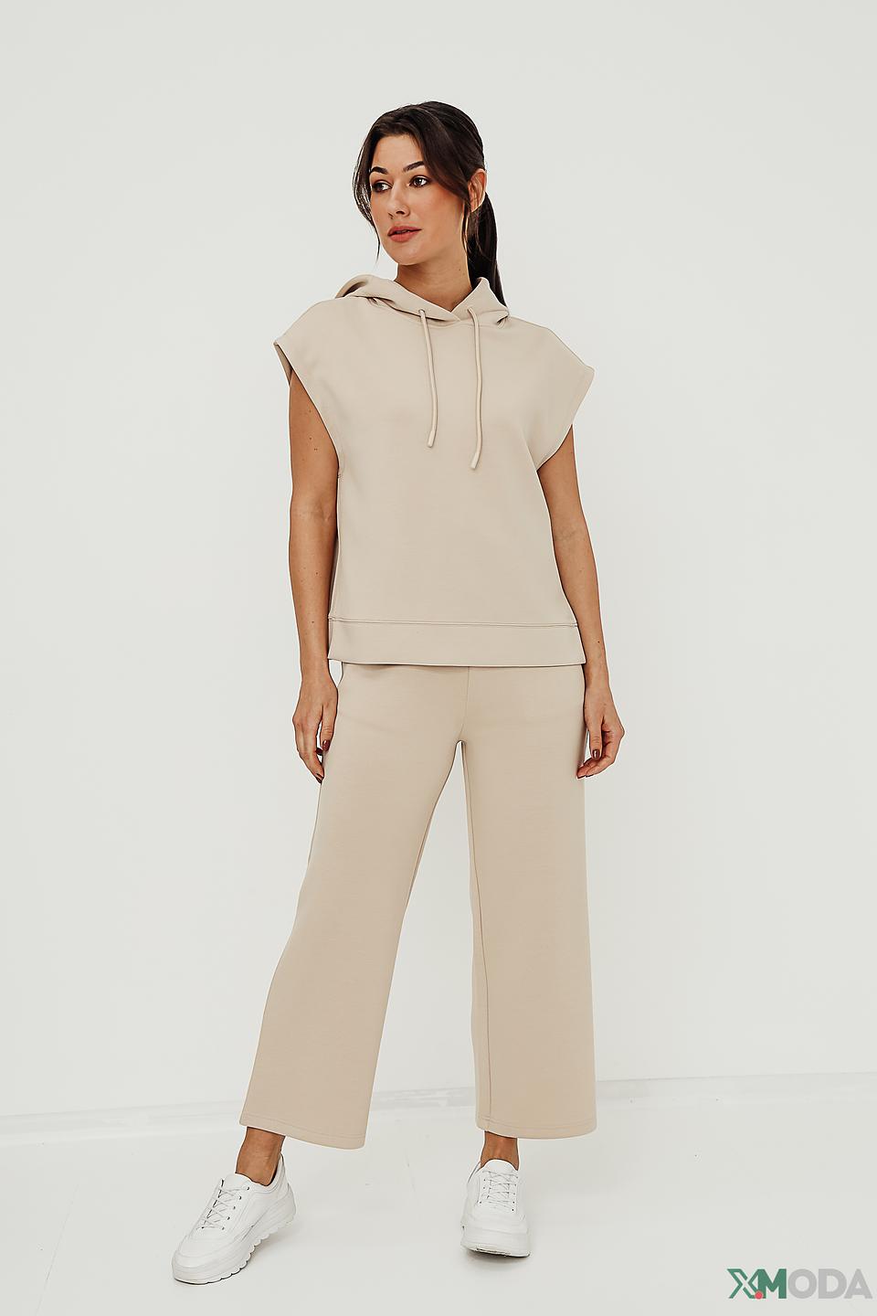 Жилет Oui бежевый с капюшоном