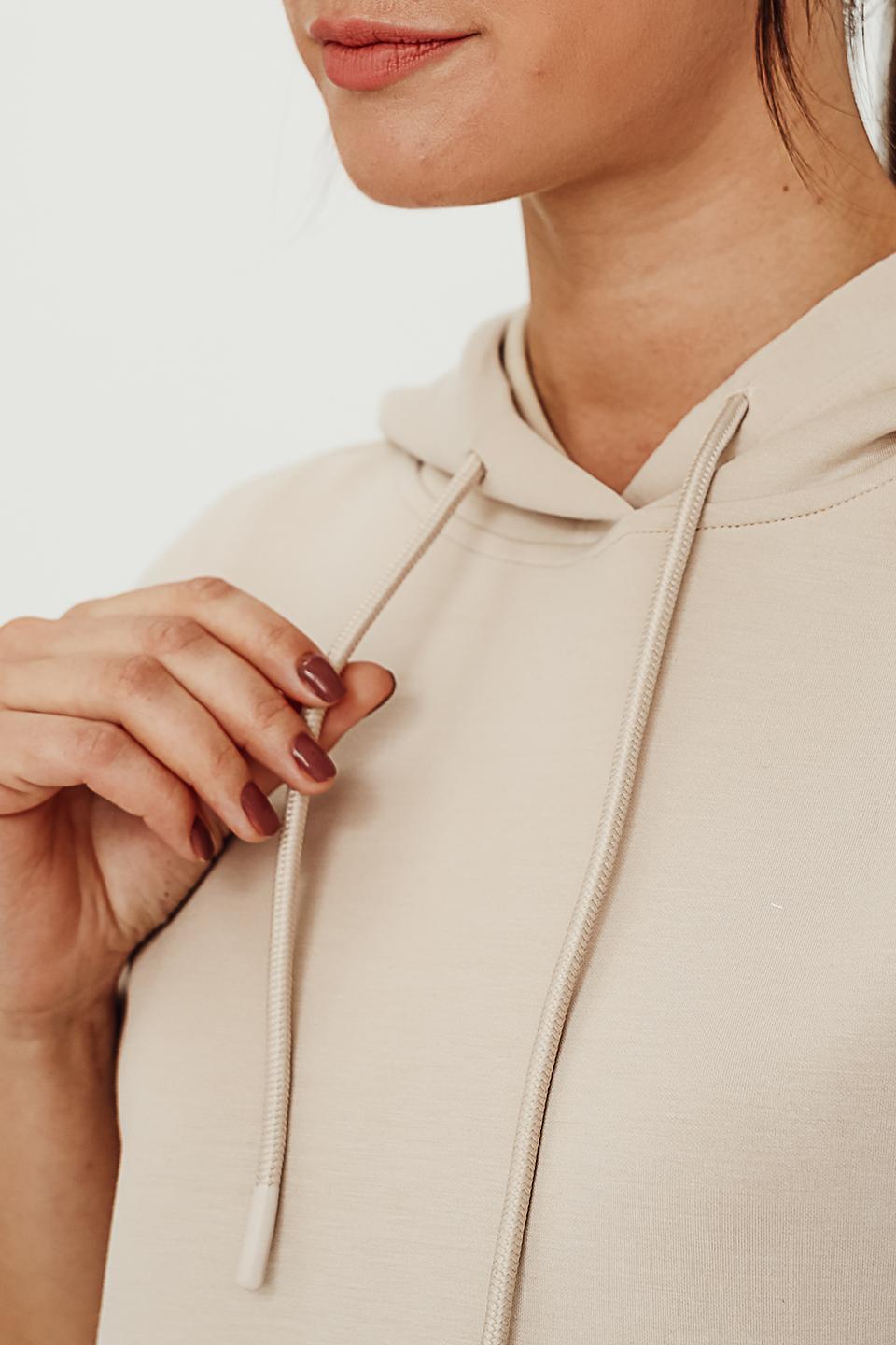 Жилет Oui бежевый с капюшоном