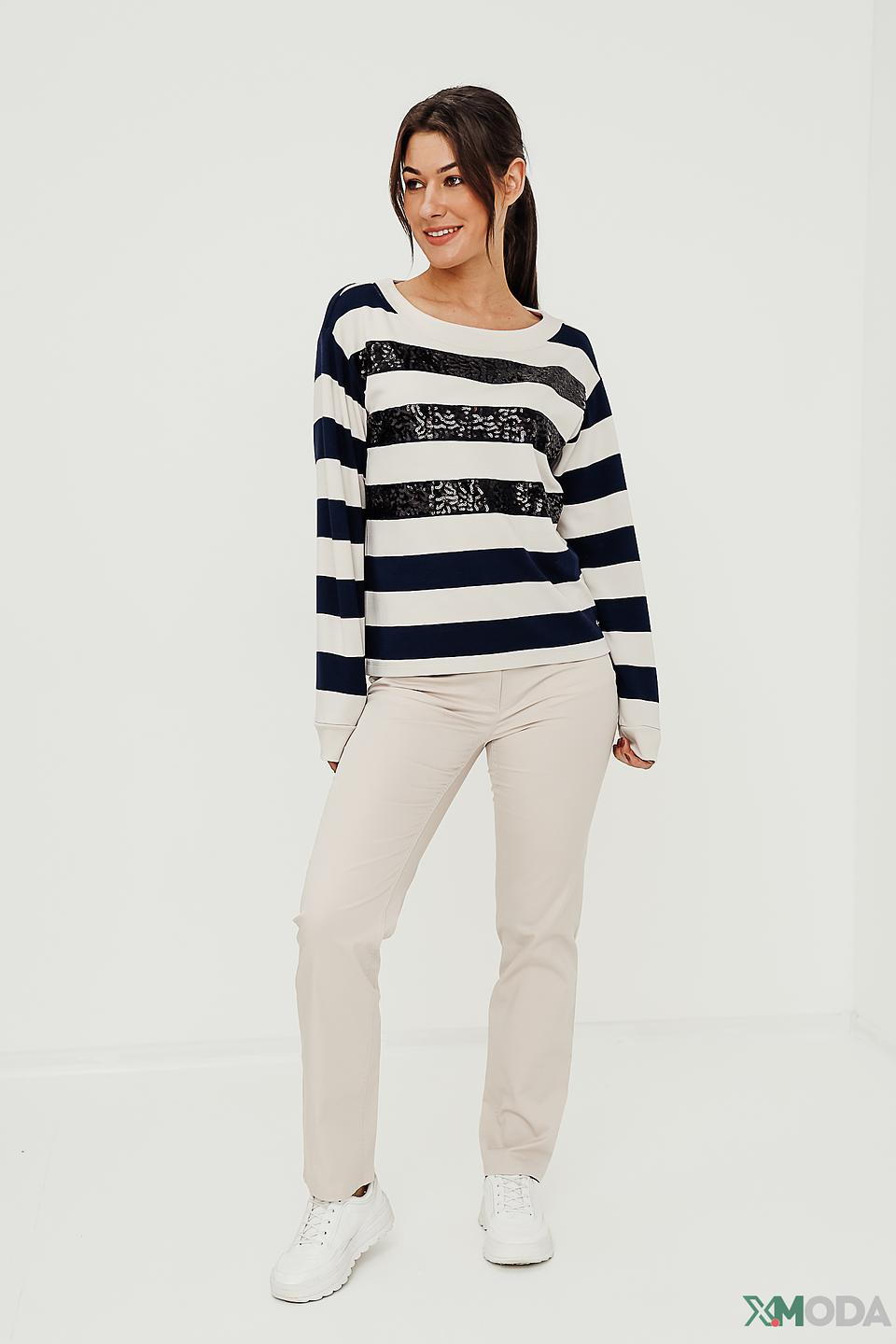 Пуловер Monari в полоску с пайетками