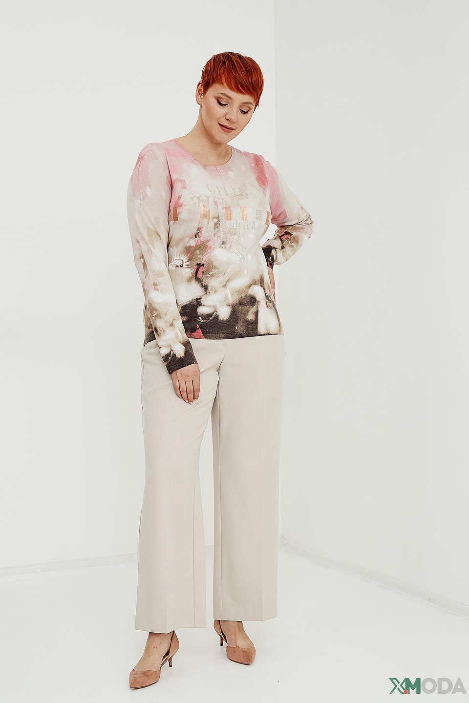 Пуловер Rabe collection с принтом розовый