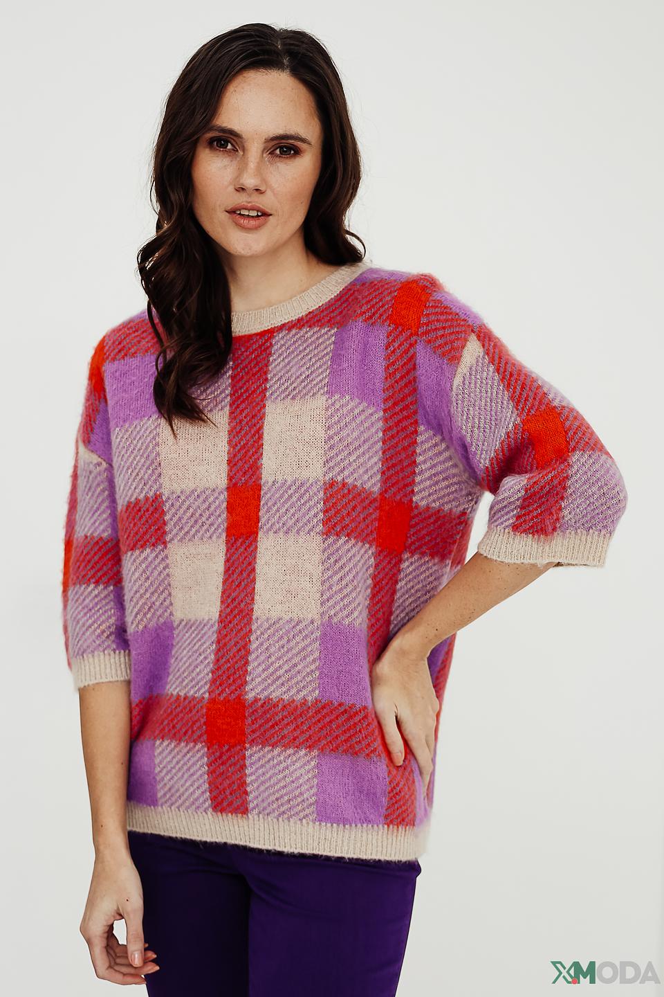 Пуловер Oui в клетку