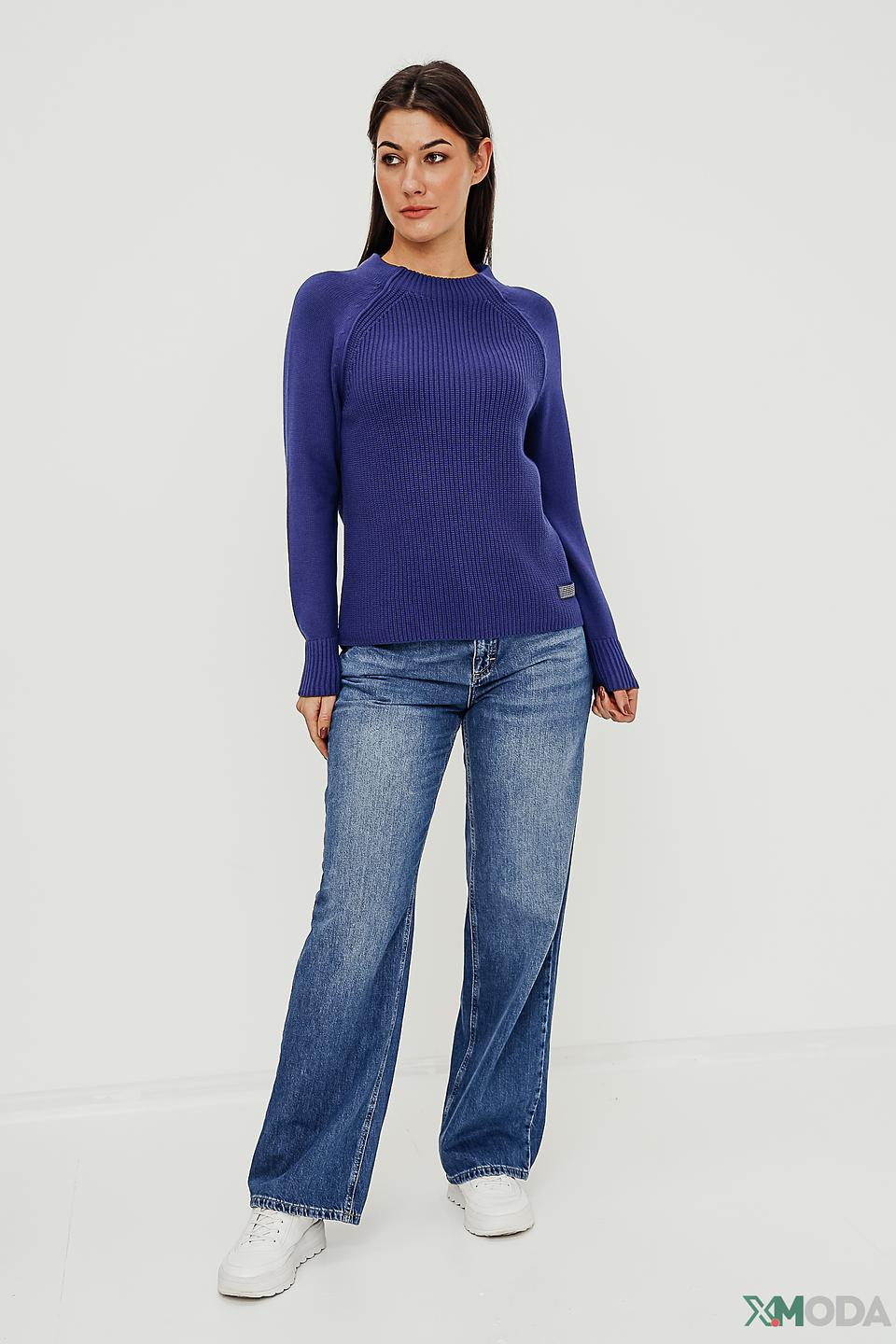 Пуловер Monari синий с вырезом