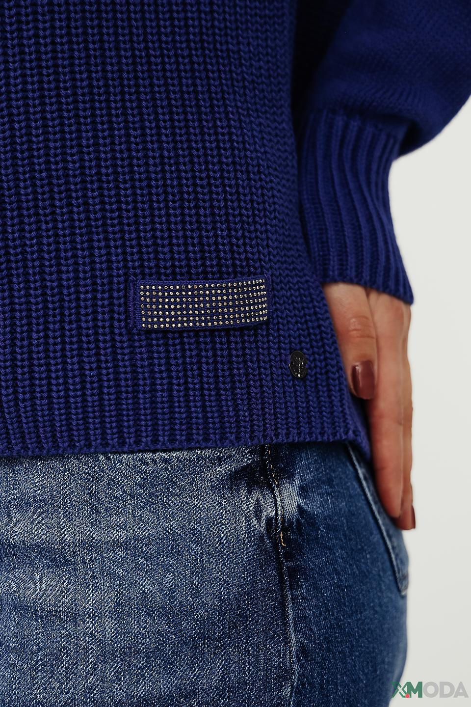 Пуловер Monari синий с вырезом