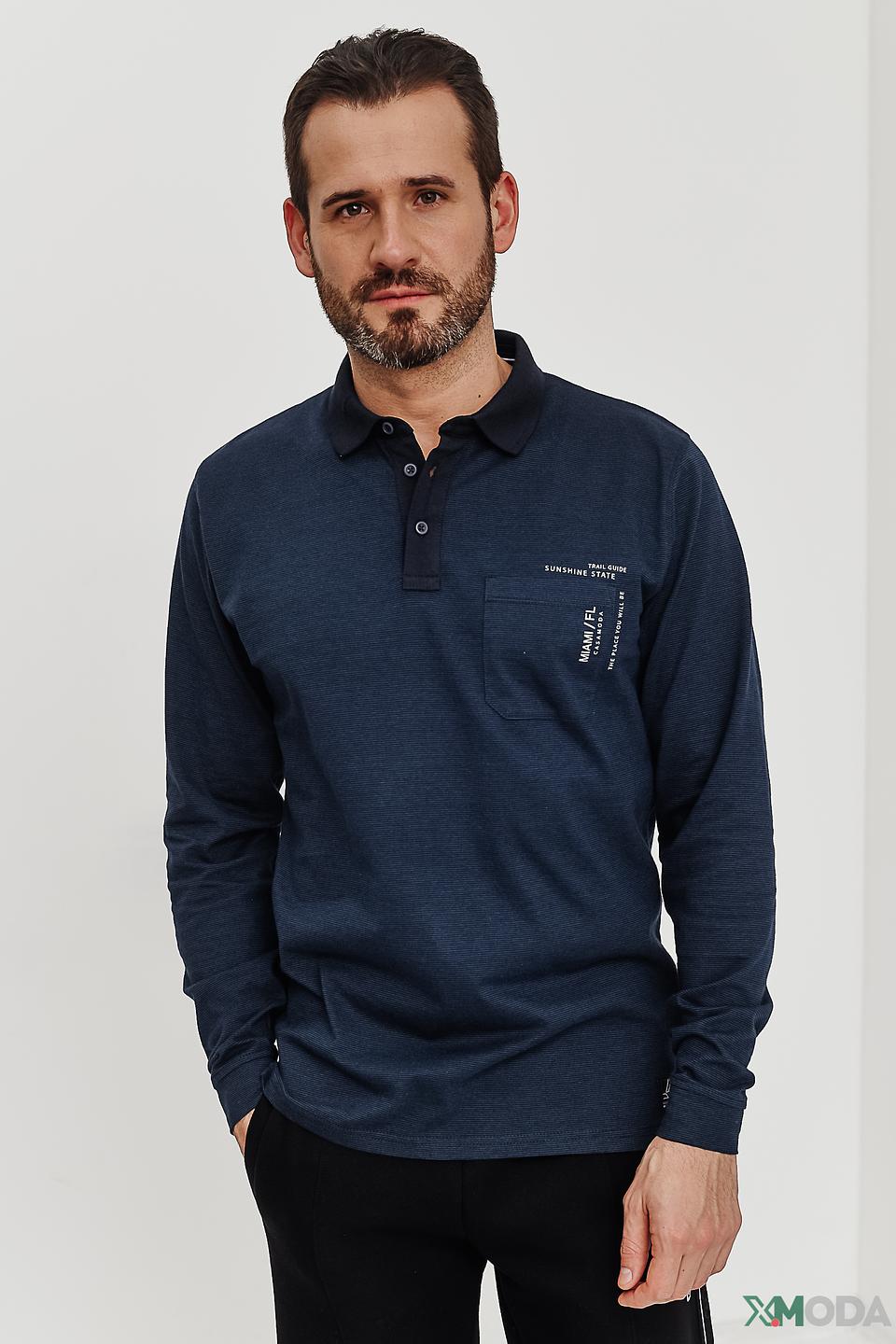 Поло Casa Moda men синее с длинным рукавом