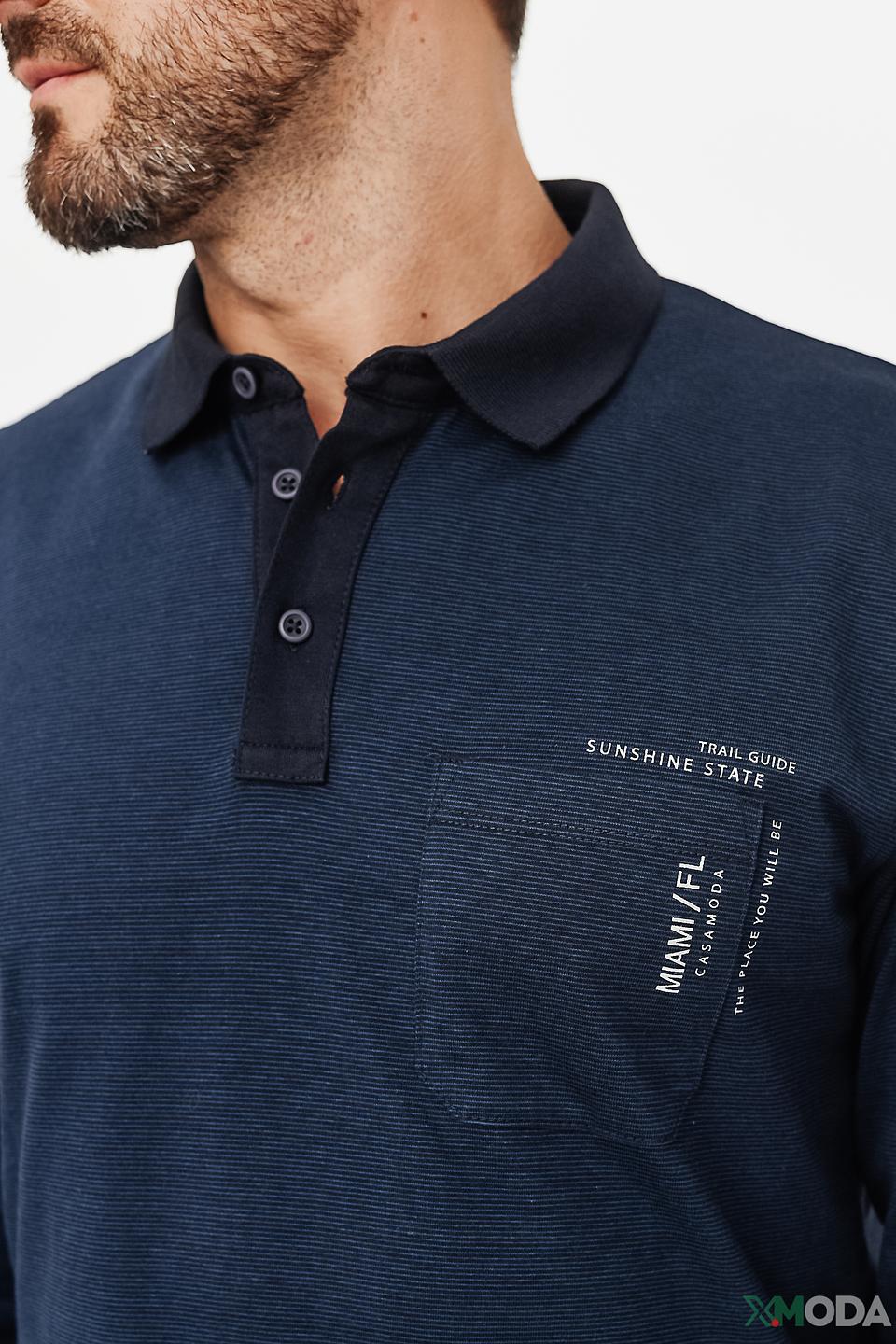 Поло Casa Moda men синее с длинным рукавом