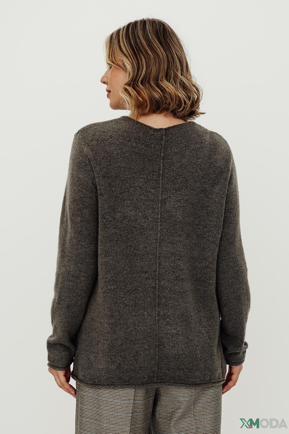 Пуловер Frapp V-образный вырез серый